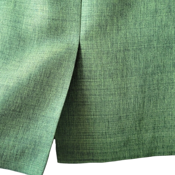 Le Suit pencil midi skirt shiny olive-green hidden back zip back slit lined 14P - Picture 5 of 8